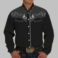 thumbnail image 2 of Long Sleeve Shirts For Men Western Cowboy Embroidered Slim Fit Casual Button Down With Pockets Tees, 2 of 6