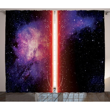 Galaxy Curtains 2 Panels Set, Famous Movie Weapon Fantastic Galaxy War between Enemies Theme Sword with Red Light, Window Drapes for Living Room Bedroom, 108W X 90L Inches, Black, by