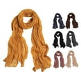 thumbnail image 2 of Women Scarf Solid Color Long Wide Crumple Thin Decorative Soft Perspective Wrinkled Scarf Clothes Accessory, 2 of 10