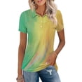 thumbnail image 2 of XIAONU Womens Gradient Print Polo Shirt Short Sleeve Polo Collar Pullover Polo Blouse Breathable Casual Golf Polo Shirts, 2 of 3
