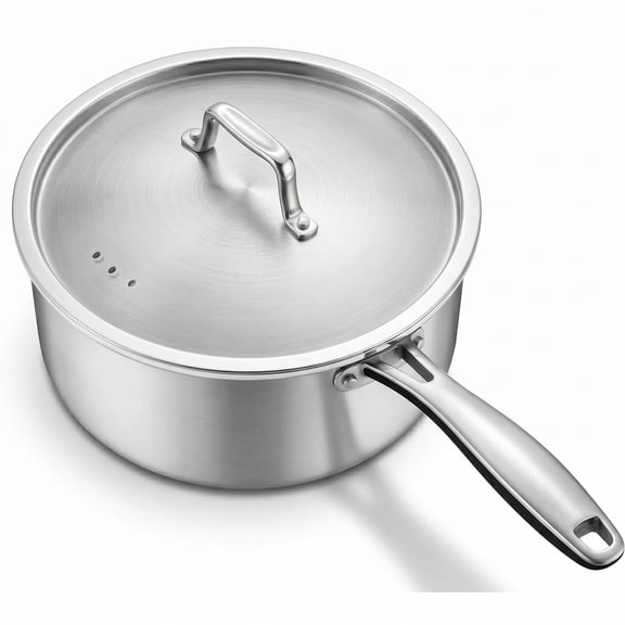 NuWave 1.5-Quart Stainless Steel Saucepan with Vented Lid, Silver, Boiling, Oven, Steam
