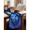 thumbnail image 4 of Summer Marine Life Table Runner, Mystic Ocean Coral Watercolor Jellyfish Seahorse Cotton Linen Kitchen Table Decoration Washable Dining Tabletop Runners for Home Party Decor 13x72 Inches, 4 of 9