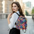 thumbnail image 6 of FORMRS Mini Backpack Purse for Women Quilted Travel Daypack Casual Shoulder Bag, Colorful Art Leaves Pattern, 6 of 7