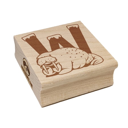 Animal Alphabet Letter W for Walrus Square Rubber Stamp Stamping Scrapbooking Crafting - Small 1.25in