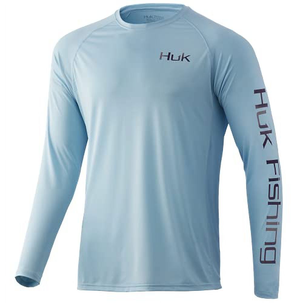 HUK Men's Standard Pursuit Long Sleeve Sun Protecting Fishing Shirt,  Outfitter-Ice Blue, 3X-Large