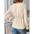 thumbnail image 3 of Women'S V Neck Bell Sleeve Blouses Top Knot Front Wrap Ruffle Hem Blouses  XL, 3 of 7