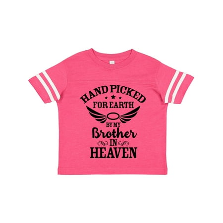 

Inktastic Handpicked for Earth by My Brother in Heaven Angel Wings Gift Toddler Boy or Toddler Girl T-Shirt