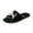 Black, variant on Womens Cozy Plush Open Toe Slippers Embroidered Cat Design Non Skid Flat Sole Winter House Slippers