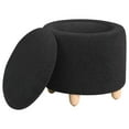 thumbnail image 3 of Valia Faux Sheepskin Upholstered Round Storage Ottoman Black, 3 of 6