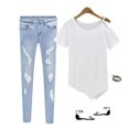 thumbnail image 2 of Camisa de manga corta con hombros descubiertos para mujer Blusa Tops Camiseta bnca S BLESIY Blusa de mujer, 2 of 6