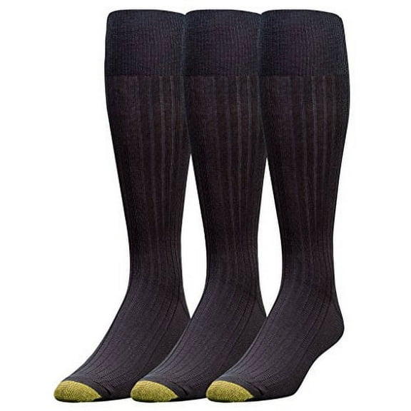 Men's GOLDTOE® 3-pack Canterbury Over-the-Calf Dress Socks Color: Black Size: N/A