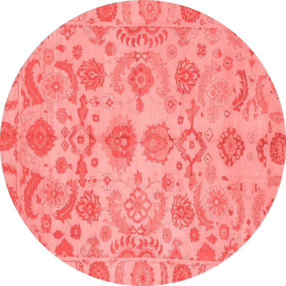Ahgly Company Indoor Round Oriental Red Traditional Area Rugs, 7' Round
