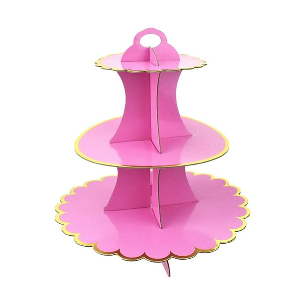 3Tier Cardboard Cupcake Stand, Pink, 13Inch