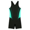thumbnail image 3 of HULIJA Boys Girls Swimming Costume One Piece Swimsuit Kids Legsuit Bathing Suit Sports Training Green&Black 12, 3 of 5