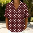 thumbnail image 2 of GUACER Short Sleeve Tops for Women Polka Dot Loose Fit Cotton Linen Collared Casual Button-Down Shirts, 2 of 7