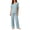 Blue, variant on SBYOJLPB Women's Pajamas Set Solid Color Homewear Set Casual Wide-Leg Sleep Pants and Short-sleeved Tops Two-Piece Home Sets