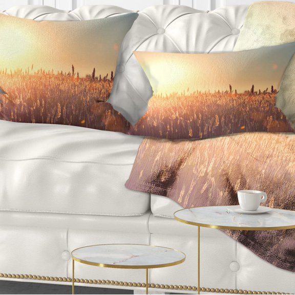Designart Rural Land under Shining Sun - Landscape Printed Throw Pillow - 12x20