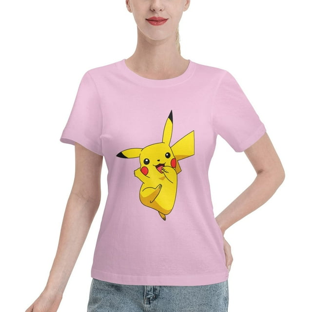 T-Shirt Basique à Manches Courtes pour Femmes Pikachu