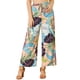 thumbnail image 1 of Pantalones de pierna ancha tropicales de cintura alta con cordón bohemios florales para mujer M Rosa, 1 of 7