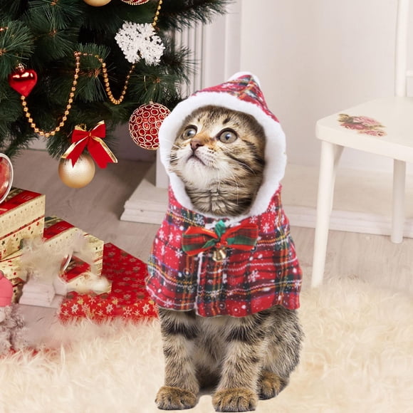 Accesorios de disfraz de Navidad para mascotas, traje de gato y Papá Noel, Sudadera con capucha para mascotas, ropa navideña para mascotas, disfraz de S