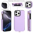 thumbnail image 6 of ELEHOLD for iPhone 16 Case,Flip Kickstand RFID Blocking Card Slot Holder Zipper PU Leather Crossbody Wallet Shock-Absorbent Protective Case with Crossbody Strap,Lightpurple, 6 of 6