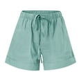 thumbnail image 6 of Owordtank Womens Plus Size Bermuda Shorts - Summer Casual Comfy Drawstring Elastic Waist Pull on Shorts with Pockets, 6 of 7