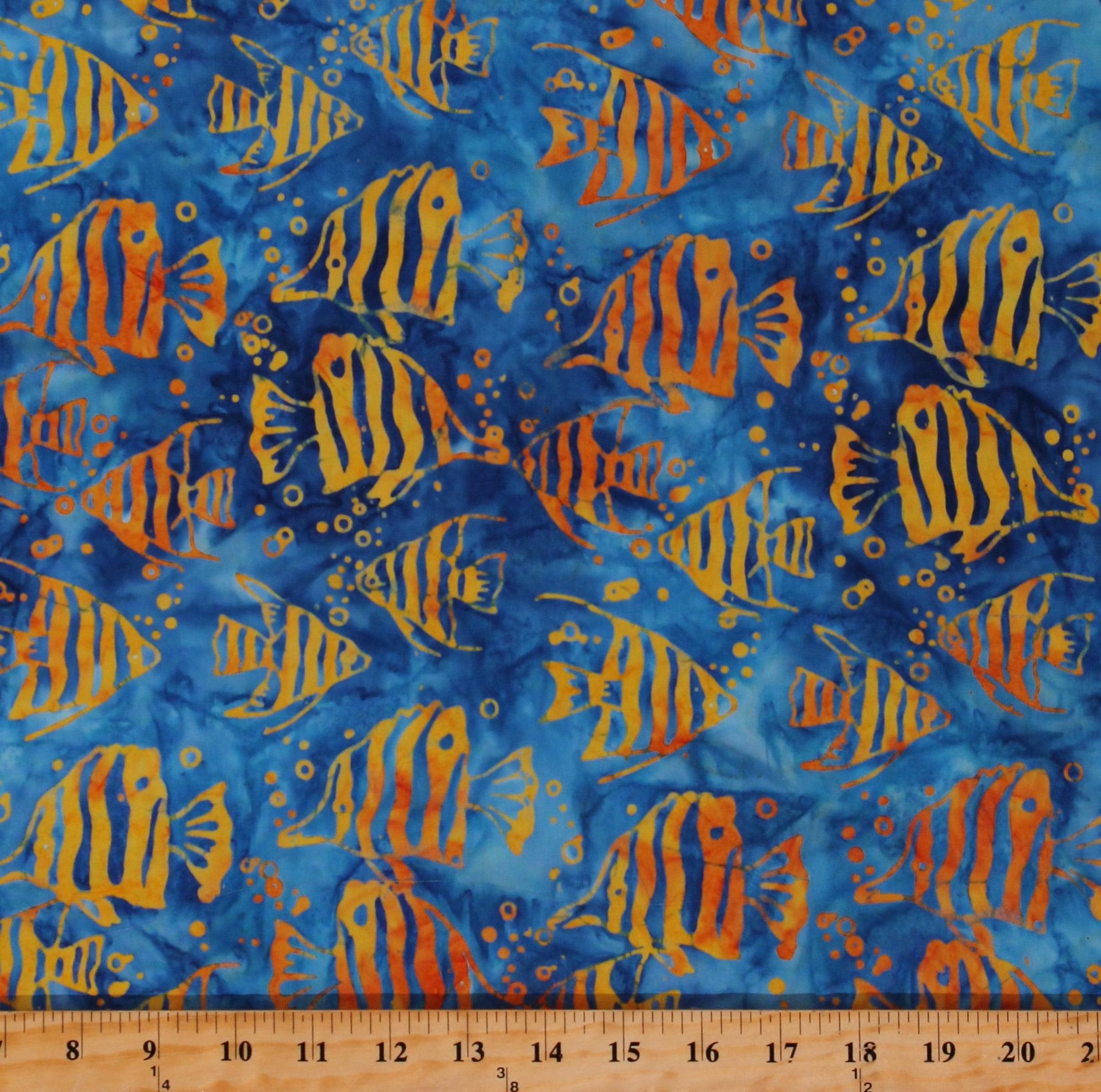 Cotton Batik Fish Ocean Animals Land and Sea Blue Cotton Fabric Print