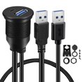 thumbnail image 1 of Batige Cable Usb 3.0 A Tipo C 3.0 Para Montaje En Coche, Cable De Extensión Macho A Hembra De Doble Puerto, Resistente Al Agua, Para Panel De Salpicadero De Coche, Camión, Barco, Motocicleta, 3 Pies, 1 of 5