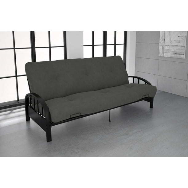 DHP Aiden Black Metal Futon Frame with Coil Full Futon Mattress