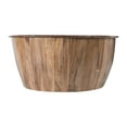 thumbnail image 2 of 37 Inch Round Coffee Table, Drum Shape, Mango and Sheesham Wood, Brown, 2 of 5