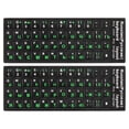 thumbnail image 1 of Etiquetas de teclado ruso Etiquetas de teclado para PC Fondo negro con letras verdes y blancas 2 piezas, 1 of 3