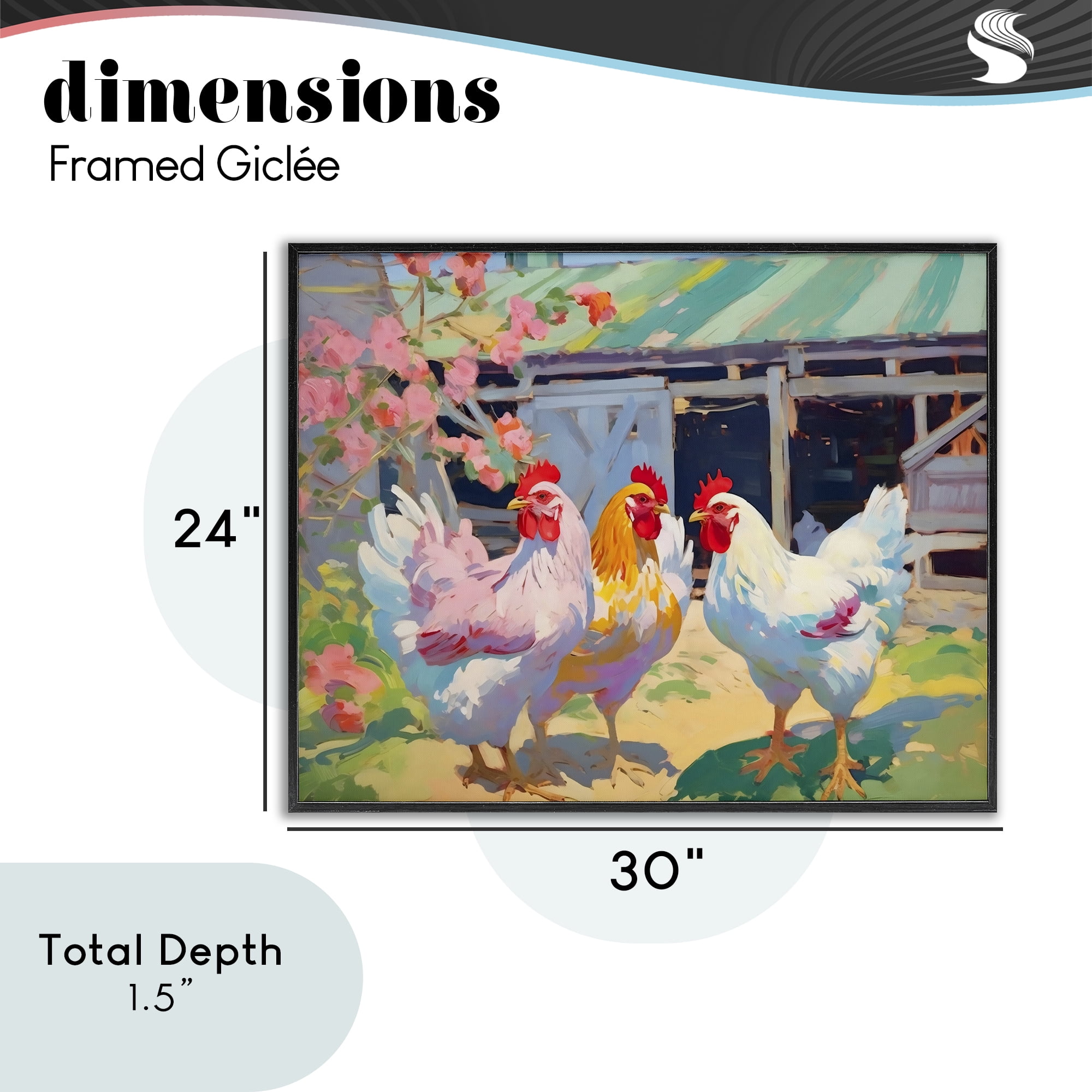 Stupell Industries Colorful Chickens in Sunlit Yard Black Framed Giclee Art, design by Creative Studio