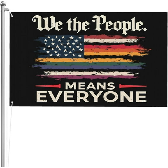 2x3 Feet We The People Means Everyone Flag LGBT Pride Trans Gay Lesbian Rainbow Flags for Outside Double Sided 3-Ply Yard Signs Banner