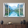 thumbnail image 2 of wall26 Canvas Print Wall Art Window View Mountain Range Forest Lake Reflection Wilderness Nature Photography Realism Scenic Landscape Colorful Multicolor for Living Room, Bedroom, Office - 32x48, 2 of 5