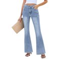 thumbnail image 2 of Wutalume Low Rise Jeans for Women Wide Leg Straight Cut, Stretch Denim with Pockets, Loose Fit Comfort for Casual Wear,Light Blue M, 2 of 7
