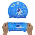 thumbnail image 5 of Unique Bargains 1 Pc Silicone Cartoon Astronauts Swim Cap Dark Blue, 5 of 6