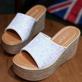 thumbnail image 6 of KIJBLAE Women Summer Wedges Glitter Open Toe High Heels Sandals Shoes White 41, 6 of 8