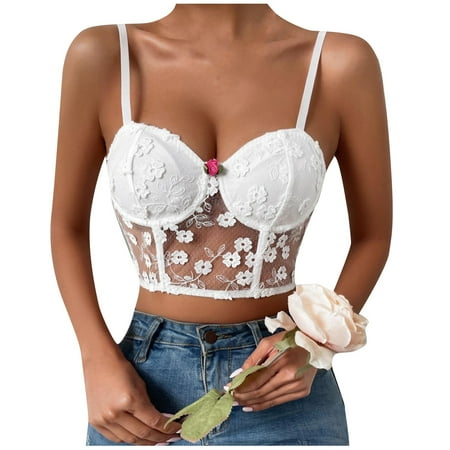 

YDKZYMD Women Longline Bralette Sexy Bra Wireless Lace Comfort Seamless Breathable Crop Top Bralettes