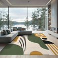 thumbnail image 2 of ODIKA 6'x9' Washable Area Rug Non-Slip, Chair-Friendly, Olive Mustard Geometric Abstract Bold Mid-Century Modern Art Design for Dining Room, Under Table, Office Décor, 2 of 7