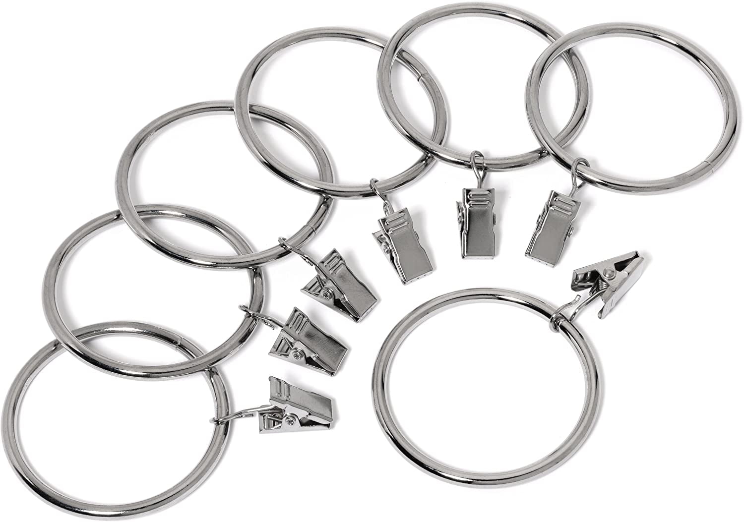 Metal Curtain Clip Rings 2 Inch Interior Diameter Set of 14 (Polished