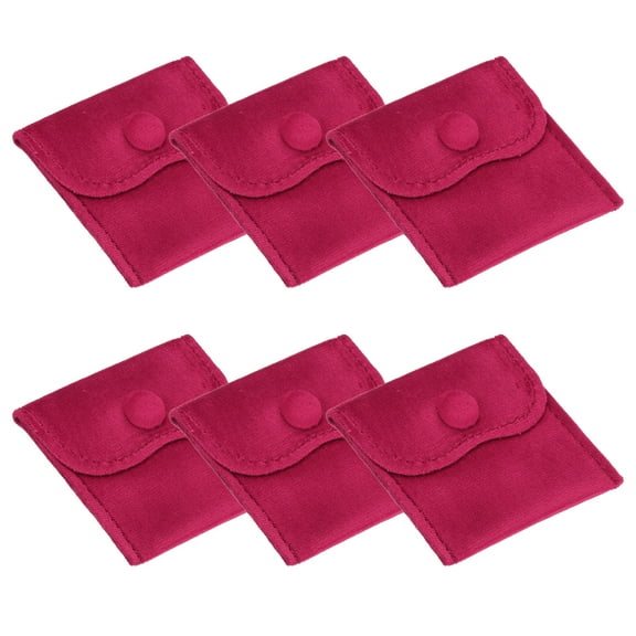 Uxcell 3x3 Inch Velvet Jewelry Pouches, Gift Bags with Snap Button for Jewelry Storage, Rose Red 6 Pcs