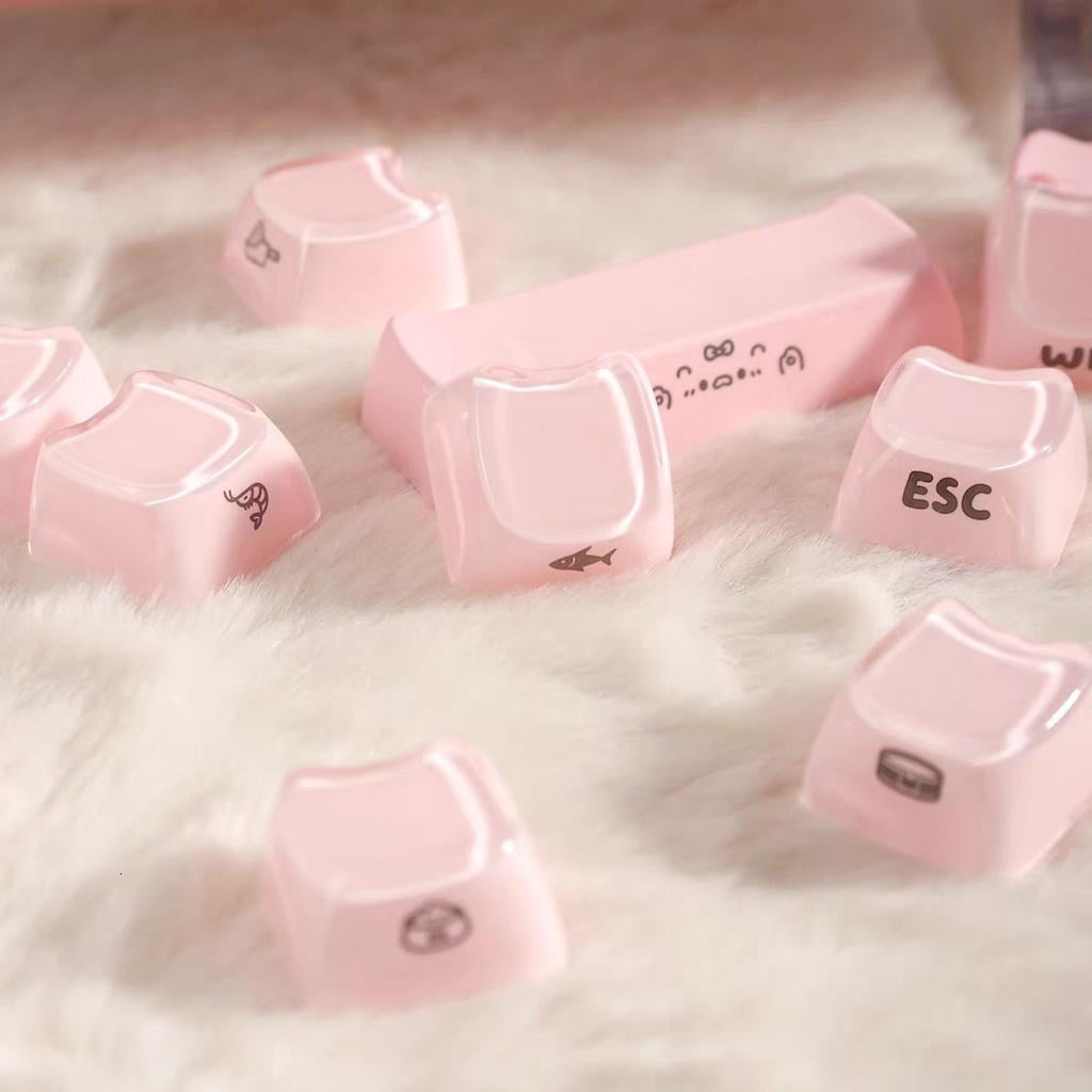 MAO Ergonomic Profile 119 Keycap Set In Frosted Jelly Finish With Side Printed Characters For Gaming Keyboards