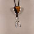 thumbnail image 4 of Aellinatey Western Cowboy Vintage Bolo Tie Leather Rope Triangular Stone Pendant Necktie, 4 of 21