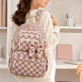 thumbnail image 4 of 3 Pack Corduroy Texture Checkered Backpack Combo Cute Bow Daypack With Lunch Tote Pencil Bag Large Storage School Travel Laptop Backpack, 4 of 6