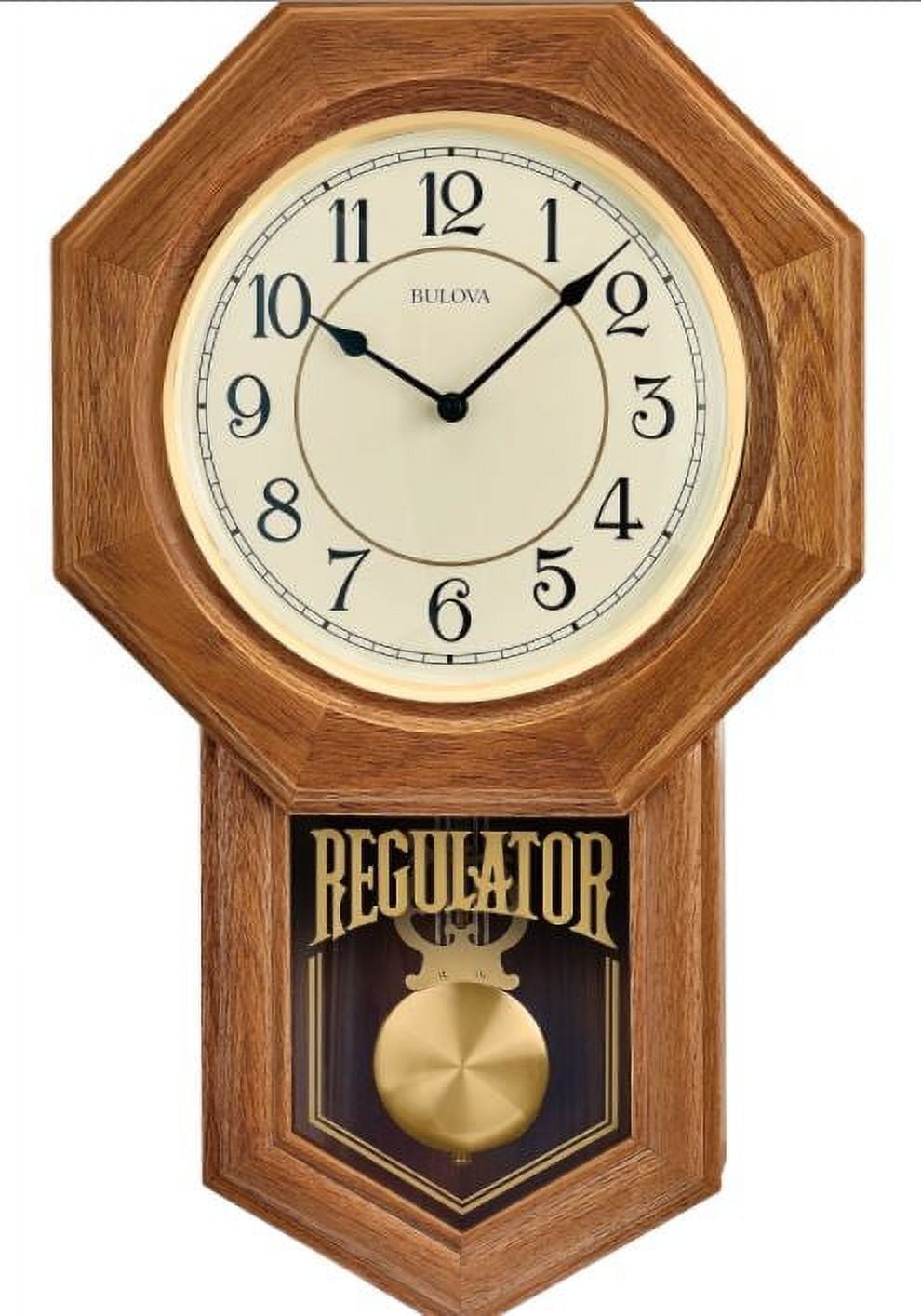 Bulova Wooden Wall Mounted Chiming Schoolhouse Clock Walnut Finish Pendulum Walmart