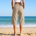 thumbnail image 4 of hotojiny Capri Pants for Women Casual Wide Leg Drawstring High Waist Cropped Pants Stylish Solid Color Capris with Pockets, 4 of 6
