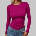 thumbnail image 2 of yueewhu Long Sleeve Shirts for women-Underscrub Crew Neck Slim Fit Basic Tops for Teens Workout Going Out Y2K Fall Fashion 2026 (Red, XS), 2 of 4
