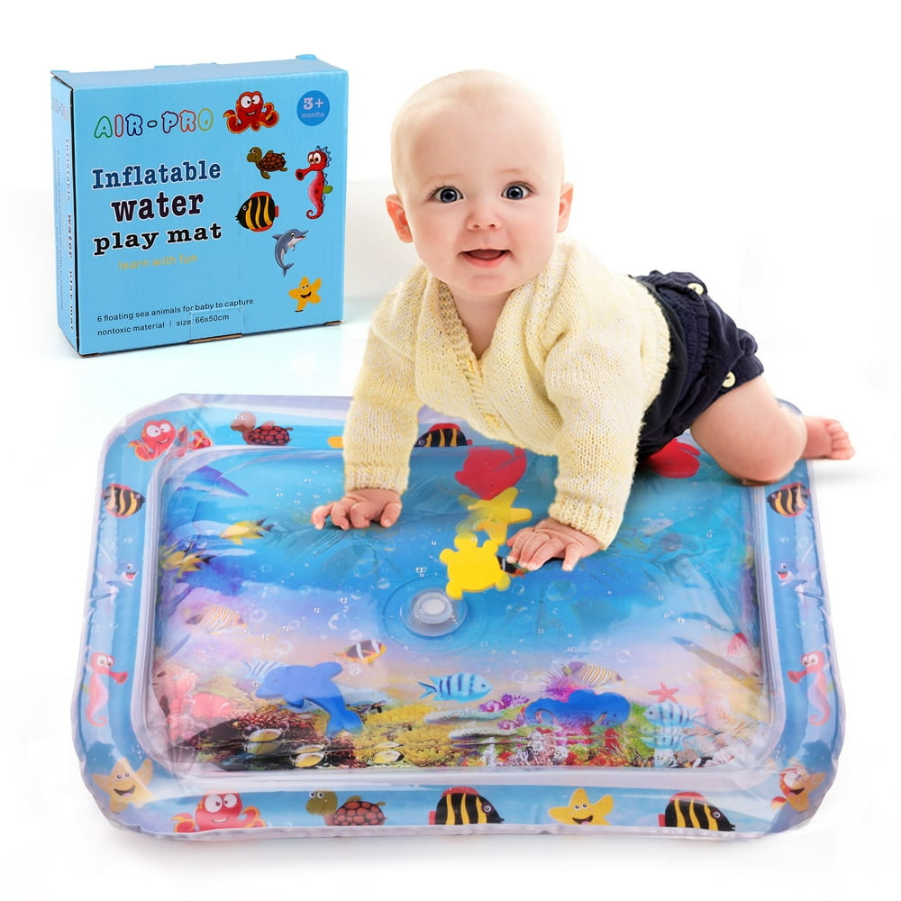 Tummy Time Water Mat, Inflatable Leakproof Baby Water Play Mat for