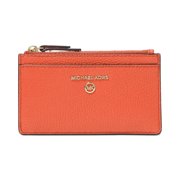 Michael Kors Women's Jet Set Travel Small Slim Top Zip Leather Card Case (Orange Spice)