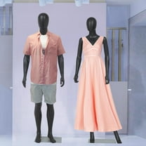 Kinbor Full Body Mannequin Set- 73 Inches Male Mannequin Full Body   70 inches Female Body Model Stand Realistic Display Metal Base for Retail Clothing Shops, Clothing Design(Black)